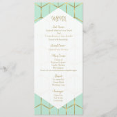Mint Green Hexagon Gold Geometrische bruiloft Menu (Voorkant)