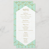 Mint Green Hexagon Gold Geometrische bruiloft Menu (Voorkant / Achterkant)