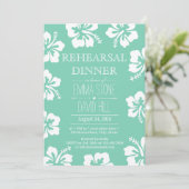 Mint Green Hibiscus Flowers Rehearsal Dinner Kaart (Staand voorkant)
