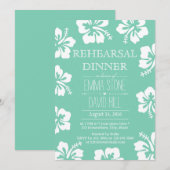 Mint Green Hibiscus Flowers Rehearsal Dinner Kaart (Voorkant / Achterkant)