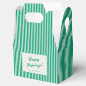 Mint Green Holiday Stripe Personalized Christmas Bedankdoosjes (Geopend)