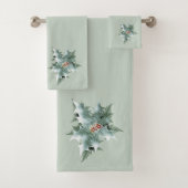 Mint Green Holly over Mint Green Bad Handdoek (Insitu)