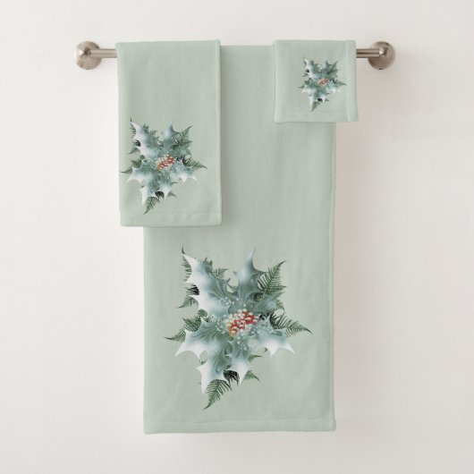 Mint Green Holly over Mint Green Bad Handdoek (Insitu)
