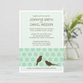 Mint Green Honeycomb Pattern Tortelduifjes Wedding Kaart (Staand voorkant)
