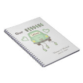 Mint Green Honeymoon Car Wedding Memory Notitieboek (Rechterzijde)