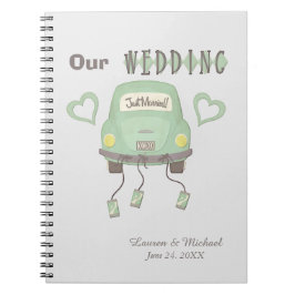 Mint Green Honeymoon Car Wedding Memory Notitieboek