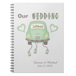 Mint Green Honeymoon Car Wedding Memory Notitieboek