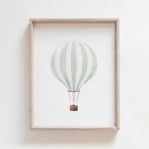 Mint Green Hot Air ballon Nursery Decor Poster