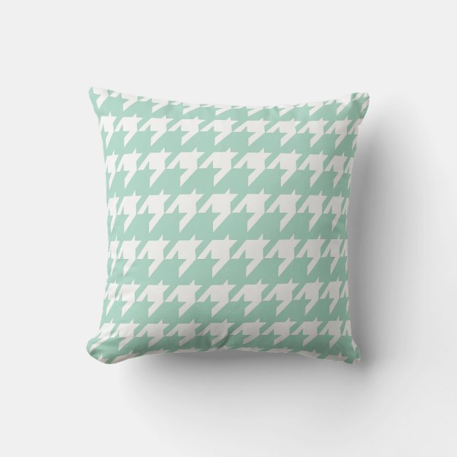 Mint green Houndstooth Sierkussen (Voorkant)