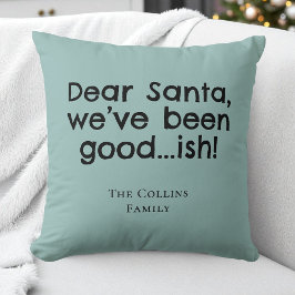 Mint Green Humor Dear Santa Quote Funny Christmas Kussen