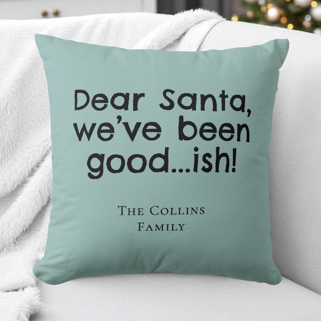 Mint Green Humor Dear Santa Quote Funny Christmas Kussen (Mint Green Humor Dear Santa Quote Funny Christmas Throw Pillow)