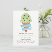 Mint Green Ice Cream Cone Kids Verjaardagsfeestje Kaart (Staand voorkant)