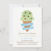Mint Green Ice Cream Cone Kids Verjaardagsfeestje Kaart (Voorkant)