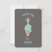 Mint Green Ice Cream Sparkler Boy's 1e Verjaardag Bedankkaart (Voorkant)