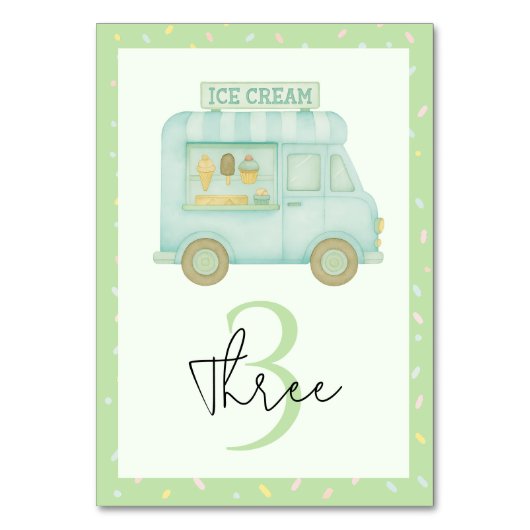 Mint Green Ice Cream Truck Verjaardagsfeest Kaart (Voorkant)