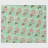 Mint Green Ice Skating Santa Claus Cadeaupapier (Vlak)