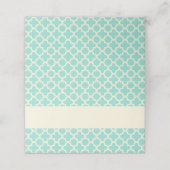 Mint Green Ivory Quatrefoil Patroon Wedding Plaatskaartje (Buitenkant ongevouwen)