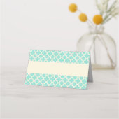 Mint Green Ivory Quatrefoil Patroon Wedding Plaatskaartje (Voorkant)