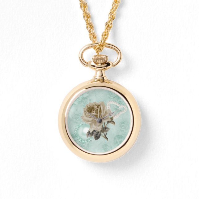 Mint Green Ivory Rozen Gold Bracelet Watch Horloge (Voorkant)