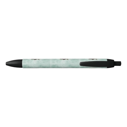 Mint Green Ivory Rozen Pearls Heart Black Pen (Achterkant)