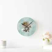 Mint Green Ivory Rozen Pearls Heart RoundWallClock Ronde Klok (Huis)