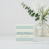 Mint Green Ivory Stripes Elegant Visitekaartje (Staand voorkant)