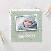 Mint Green kerstfoto Wenskaart Kaart (Voorkant / Achterkant in situ)
