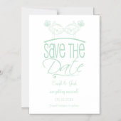 Mint Green Kissing Birds Magnetic Save the Date Magnetische Uitnodiging (Voorkant)