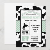 Mint Green Koeienhuid Cowboy Birthday Uitnodiging (Voorkant / Achterkant)