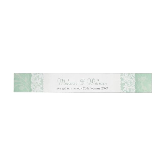 Mint green lace bruiloft aankondiging sticker adreslabel wikkel (Individueel)