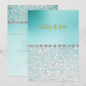 Mint Green Lace Diamond Wedding Kaart (Voorkant / Achterkant)