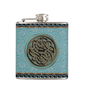  Mint Green Lace met Keltische Knot Flask Heupfles