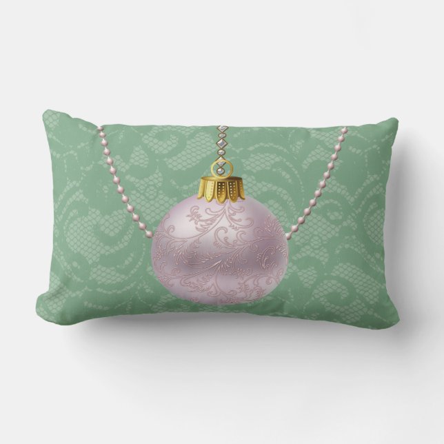 Mint Green Lace Soft Pink Ornament Kussen (Voorkant)