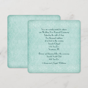 mint green lace Wedding Vow Renewal Kaart
