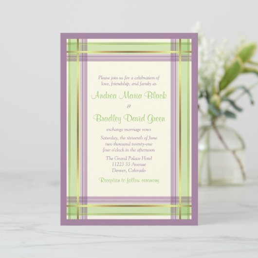 Mint Green Lavender Pset Wedding Invitation Kaart (Staand voorkant)