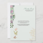 Mint Green & Lavender Rozen Butterfly Quinceanera Kaart (Achterkant)