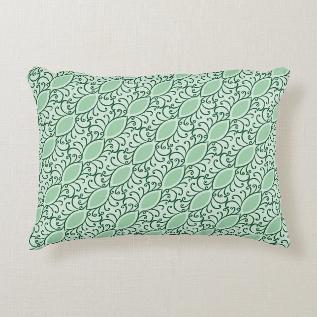 Mint Green Leaf Pattern Accent Pillow Decoratief Kussen (Voorkant)