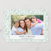 Mint Green Leaf Pattern Simple Merry Christmas Feestdagenkaart (Voorkant / Achterkant)
