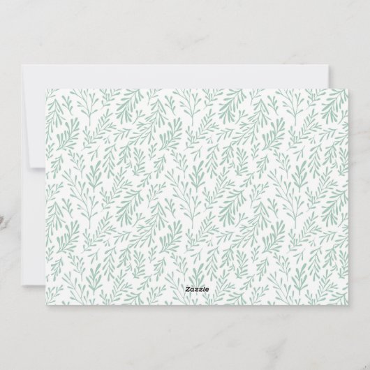 Mint Green Leaf Pattern Simple Merry Christmas Feestdagenkaart (Achterkant)