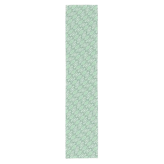 Mint Green Leaf Pattern Table Runner Korte Tafelloper (Voorkant)