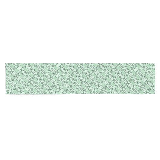 Mint Green Leaf Pattern Table Runner Korte Tafelloper (Horizontaal)