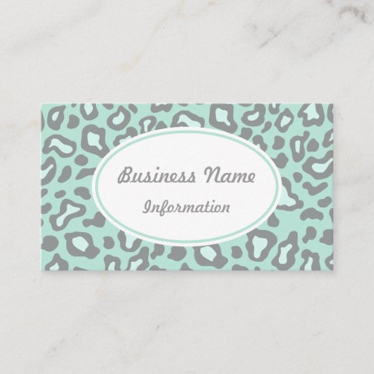 Mint Green Leopard Visitekaartjes (Voorkant)