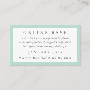 Mint Green Lijst Wedding Online RSVP-kaart Informatiekaartje