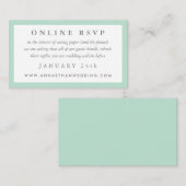 Mint Green Lijst Wedding Online RSVP-kaart Informatiekaartje (Voorkant / Achterkant)