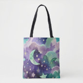 Mint Green Lilac Moon Calm Aesthetic Tote Bag (Voorkant)