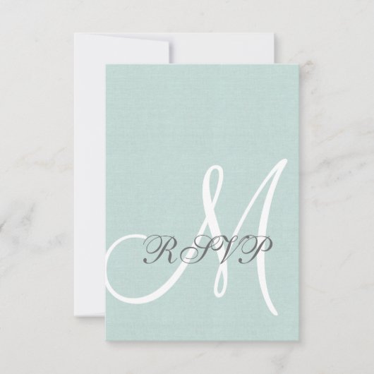 Mint Green Linen Rustic Wedding RSVP-kaart RSVP Kaartje (Voorkant)