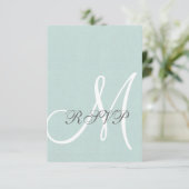 Mint Green Linen Rustic Wedding RSVP-kaart RSVP Kaartje (Staand voorkant)