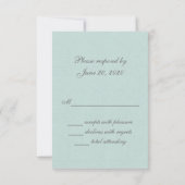Mint Green Linen Rustic Wedding RSVP-kaart RSVP Kaartje (Achterkant)