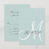 Mint Green Linen Rustic Wedding RSVP-kaart RSVP Kaartje (Voorkant / Achterkant)