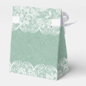 Mint Green Linen White Lace Bridal Gift Box Bedankdoosjes (Achterkant)